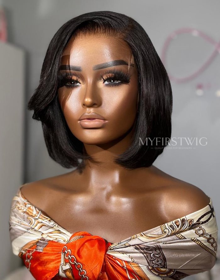 OpHair Side Part Bob Glueless Human Hair Invisible Lace Front Wig OPH046