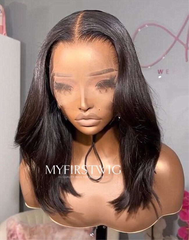 OpHair - Human Hair Elegant Straight Glueless Invisible Lace Front Wig - OPH027
