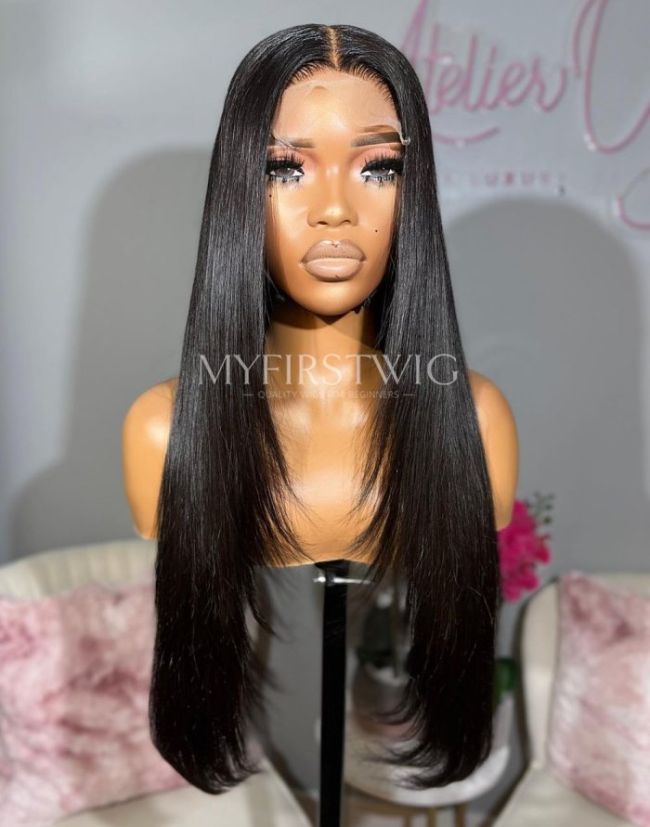 OpHair - Layers Straight Long Invisible Lace Glueless Human Hair Wig - OPH020