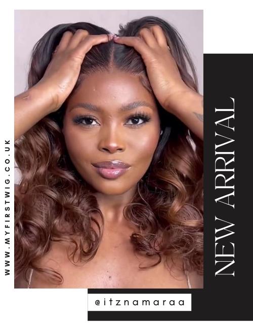 MINENHLE - INDIAN HUMAN HAIR OMBRE BROWN BEACH WAVE LACE FRONT WIG - LFW068