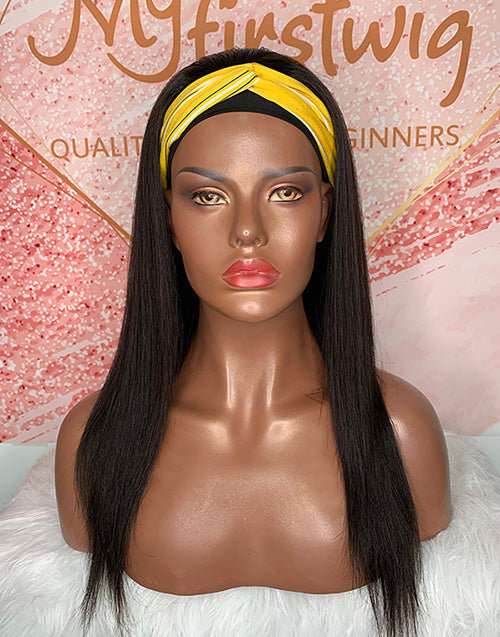 AMBER HUMAN HAIR SILKY STRAIGHT HEADBAND WIG HBW008