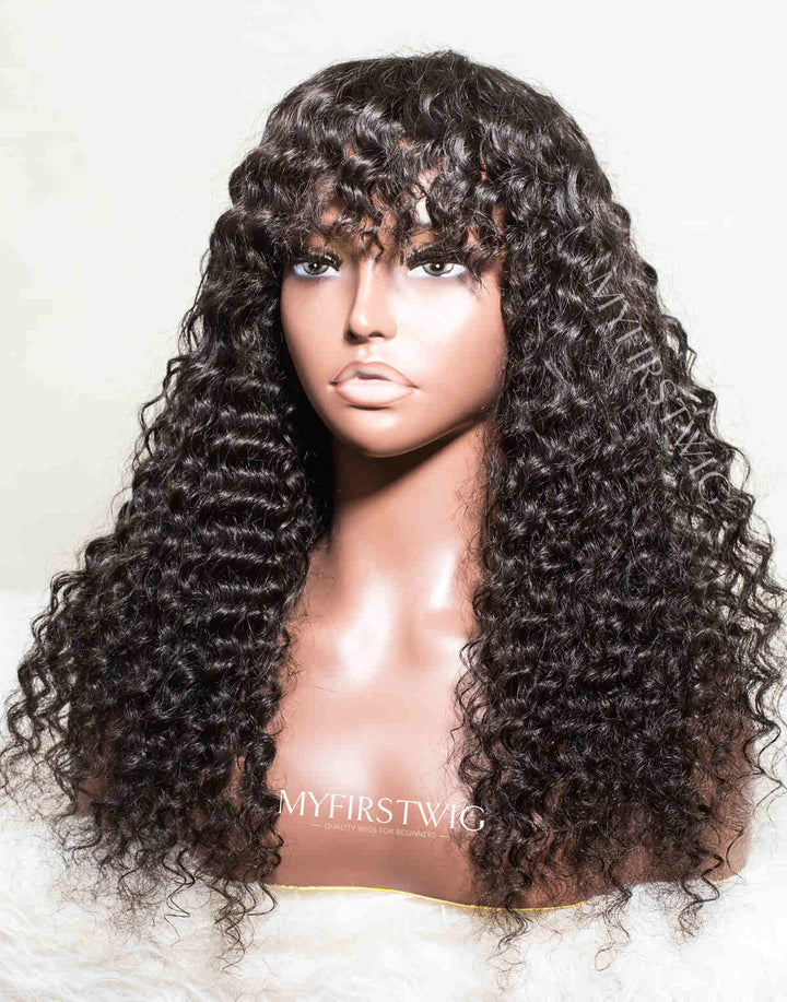 SCALP TOP WIG CURLY WIG WITH BANGS - SSS014