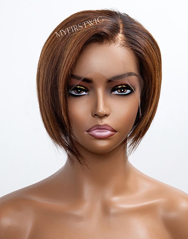 TOUCHEDBYAYE - MALAYSIAN HAIR BROWN WIG BIXIE SHORT LACE FRONT WIG - TBA013