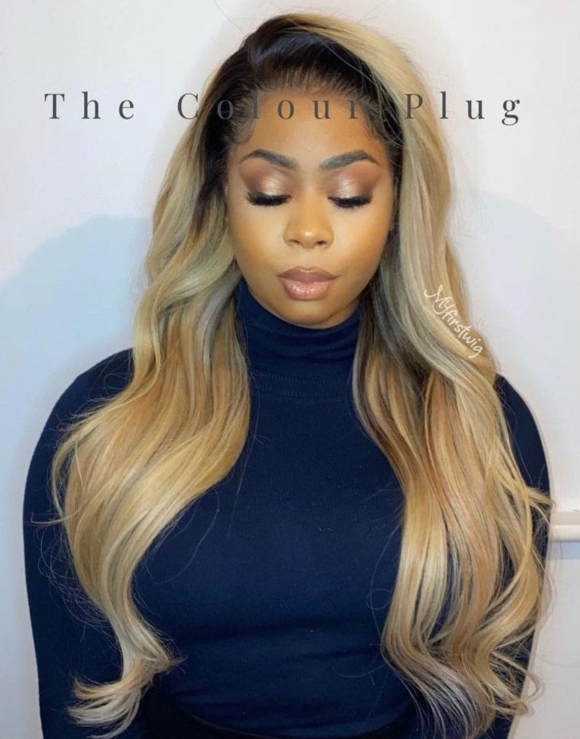Thecolourplug - Malaysian Virgin Hair Ombre Blonde Wavy Lace Wig - TCP007