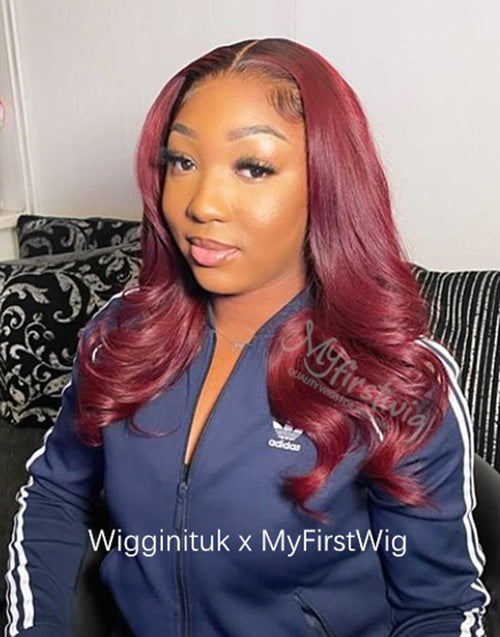 LILVANILLA - MALAYSIAN HUMAN HAIR OMBRE BURGUNDY WAVY LACE FRONT WIG -  LIL003