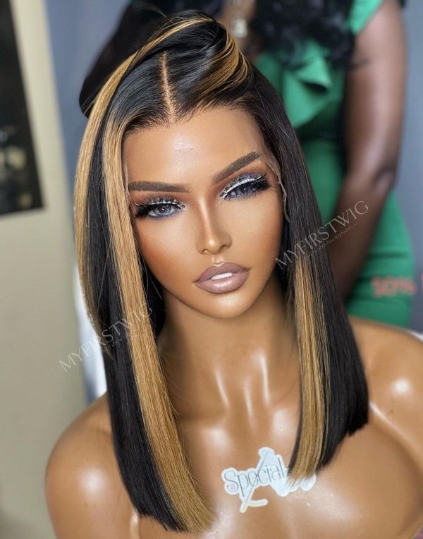 Aspecialunits - Malaysian Hair Ombre Highlight Glueless Blunt Cut Lace Front Wig - SPE001