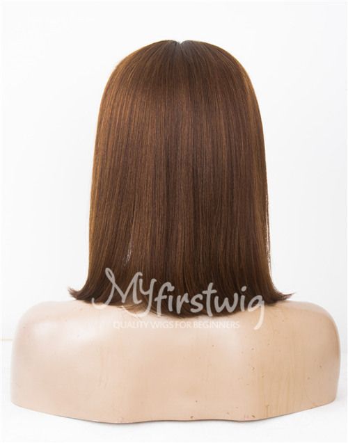 10-14 Inch Ombre Brown Bob Glueless Human Hair Lace Wig / Closure Wig - LFW007