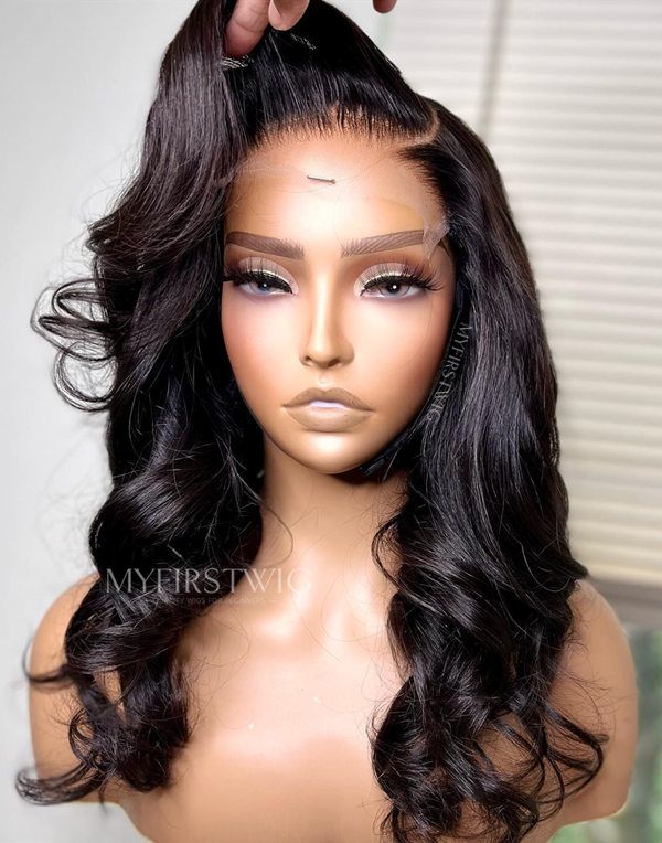 14-20 Inch Side Part Wavy Glueless Human Hair Lace Wig / Closure Wig - TDC001