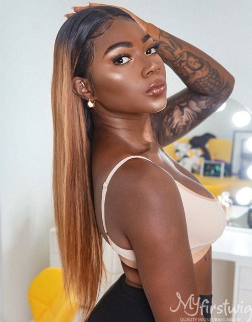 14-20 Inch Straight Ombre Blonde 5x5 Wear Go Glueless Human Hair Wigs - BFS024