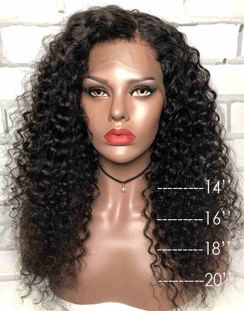 14-20 Inch Side Part Curly Glueless Human Hair Lace Wig / Closure Wig - LFC001