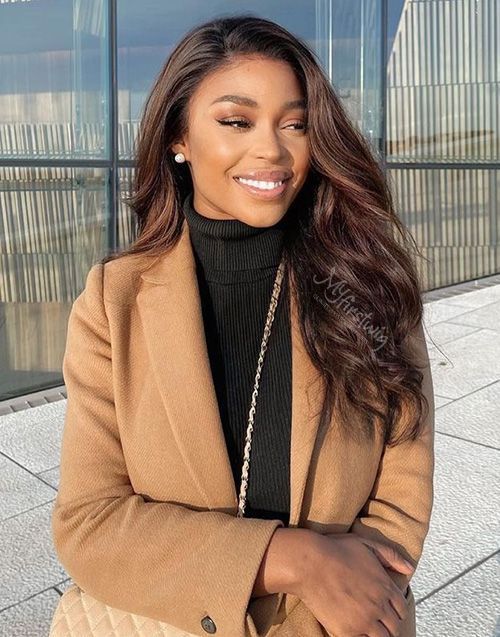 16-20 Inch Ombre Brown with Highlight Wavy Glueless Human Hair Lace Wig / Closure Wig - LFW062