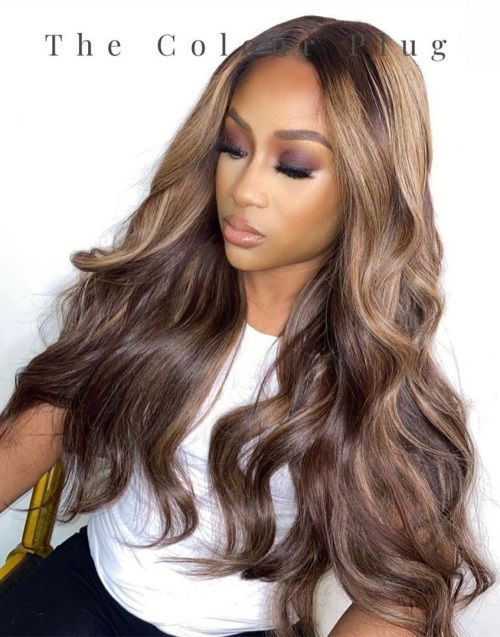 16-20 Inch Ombre Brown Glam Wavy Glueless Human Hair Lace Wig / Closure Wig - TCP003