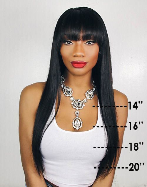 16-20 Inch Straight With Bangs Glueless Human Hair Lace Wig / Closure Wig - Olivia LFW018