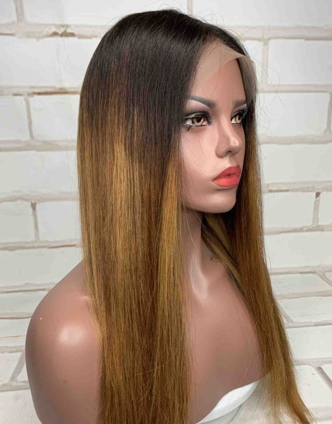 16-20 Inch Ombre Highlight Straight Glueless Human Hair Lace Wig / Closure Wig - Yara LFW044