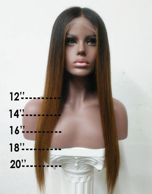 16-20 Inch Ombre Brown Glueless Human Hair Lace Wig / Closure Wig - Vivian LFW017