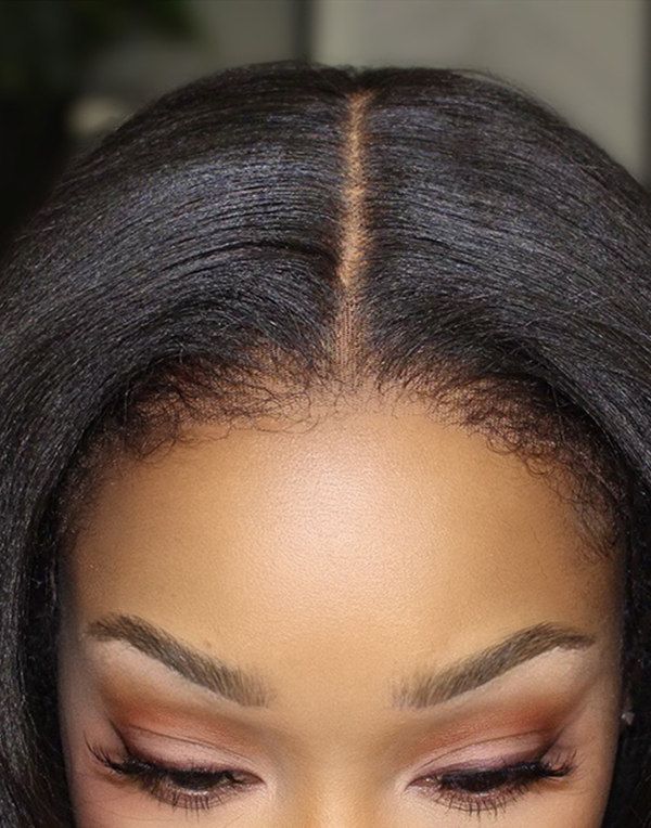 4C Natural Edges - Yaki Texture With Middle Part Layered Glueless Invisible Lace Front Wigs - 4CEY005