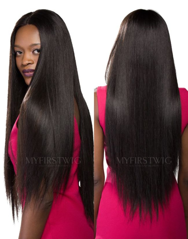 5x5 Closure Wig Long Straight UK Glueless Human Hair Wig 16-24 Inch - LFW016
