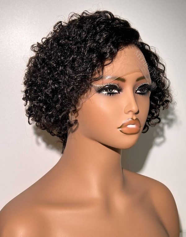 8'' Pre-Styled Pixie Cut Short Curly Glueless Invisible Lace Front Wig - LFC028