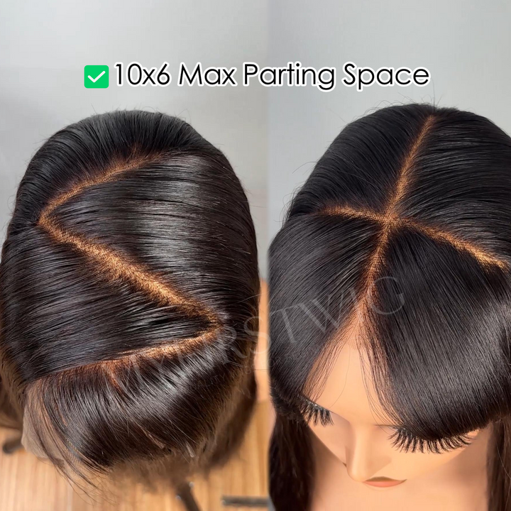 10x6 Glueless C-Shaped Ear Fit Wig | 14-20 Inch Straight Human Hair Wigs - MJWS001