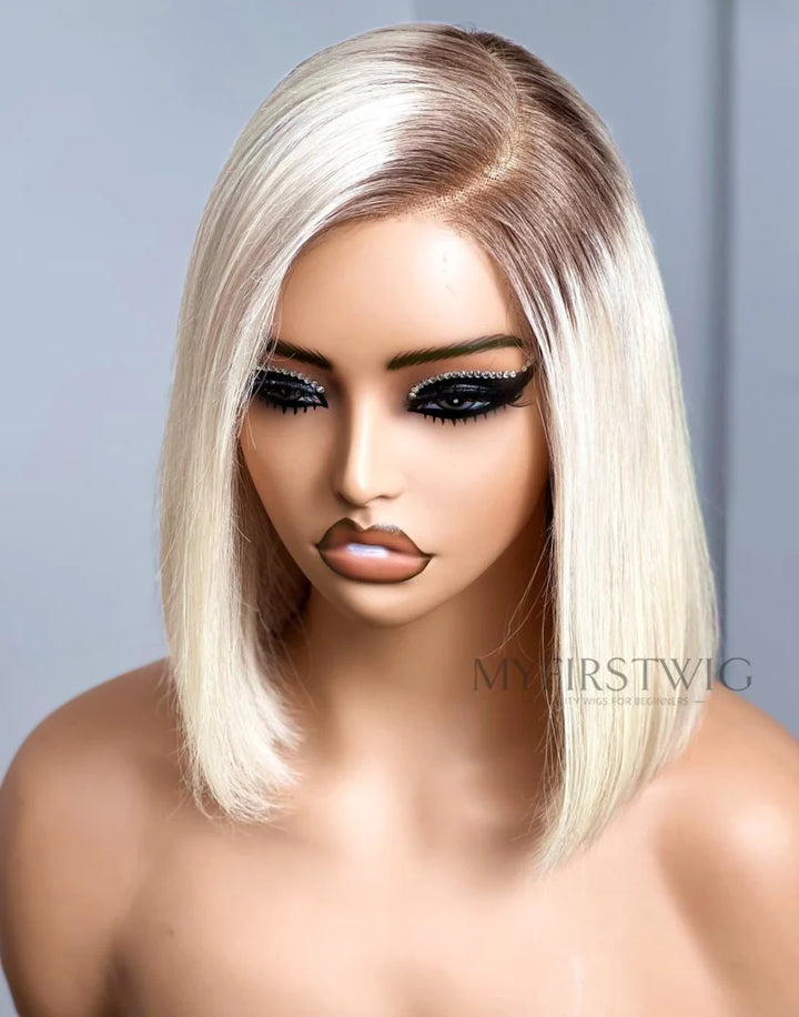 613 Blonde Short 13X4 Human Hair Glueless Bob HD Lace Front Wig - APRIL008