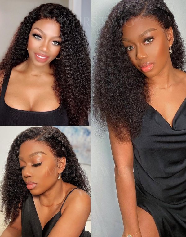 Léonie - Glueless Deep Wave Sexy Curly Human Hair Lace Front Wigs - LFC007