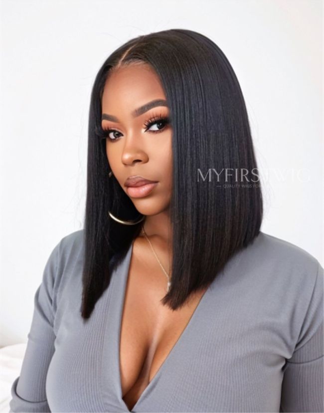 10-14 Inch Middle Part Bob Glueless Human Hair Lace Wig / Closure Wig - Ani8004