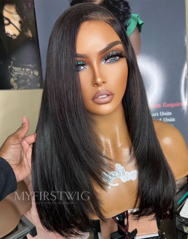 ASPECIALUNIT- Layers Straight Invisible Lace Glueless Human Hair Lace Front Wig- SPE064