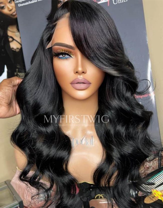ASPECIALUNIT- Soft Glam Wavy Invisible Lace Glueless Human Hair Lace Front Wig- SPE066