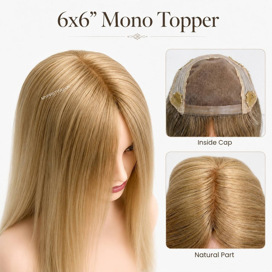 Avery | 6x6" Mono Human Hair Topper for Thinning Hair with Colour & Length Options - WHLT021