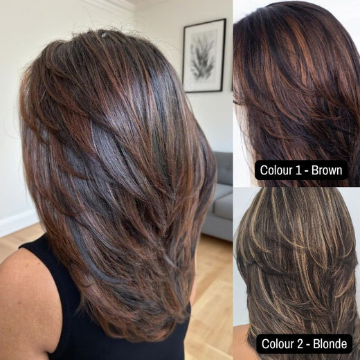 Full Layered Cut Highlight Brown Yaki Straight With Layers Lace Front Wig - MAI006