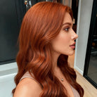 Ginger Brown Wavy Human Hair Lace Front Wig - JYW009