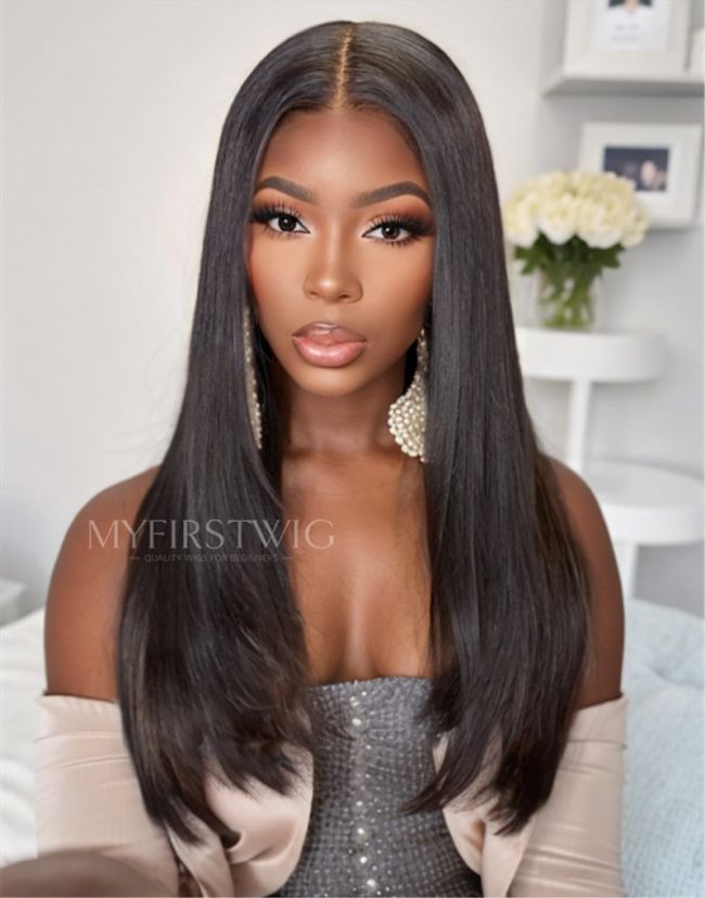 Final Deal - 16/20 Inch 4x4" Closure Wig Layered Straight Glueless Human Hair Lace Wig - FL4422