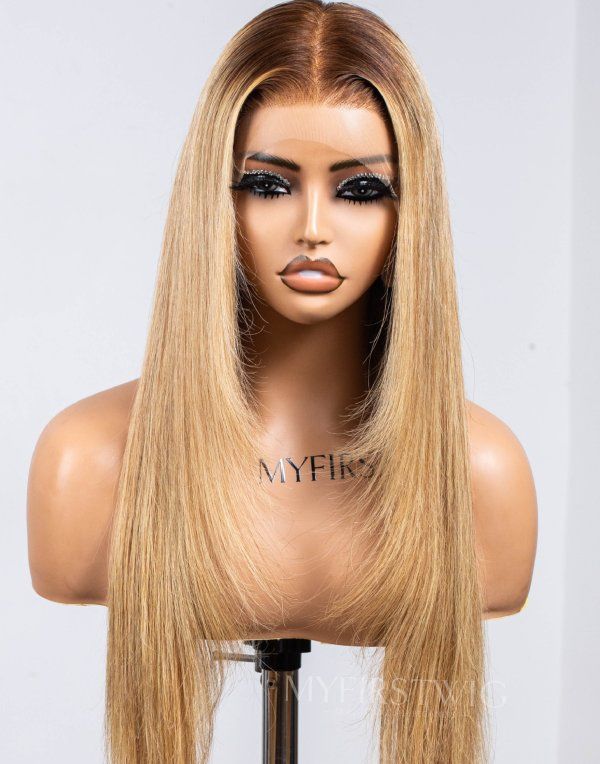 Blonde human hair lace front wigs uk outlet