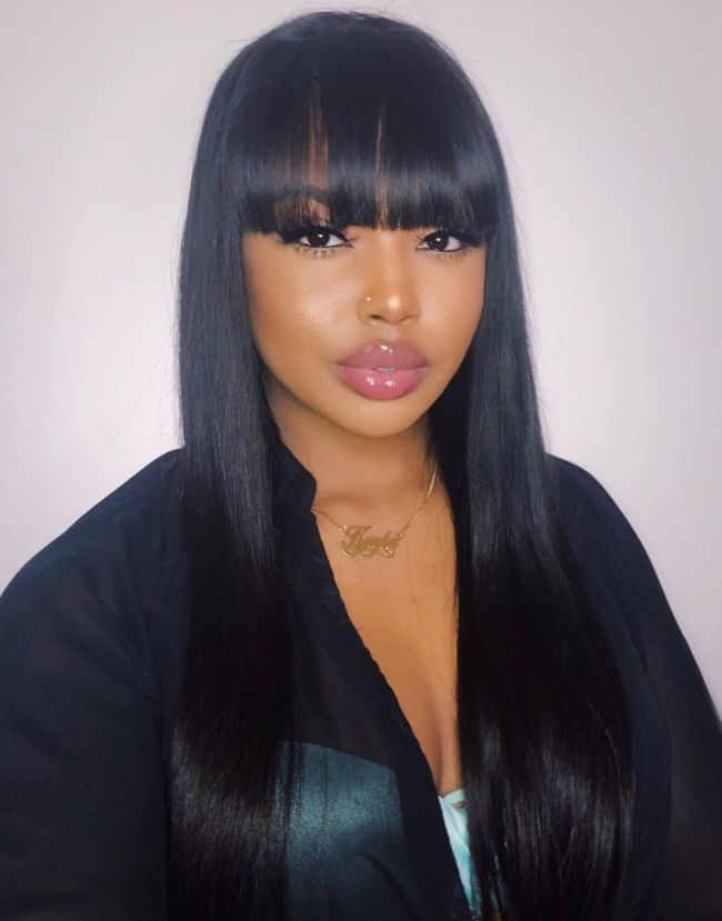 Final Deal - 16/20 Inch 4x4" Closure Wig Straight with Bangs Fringe Glueless Human Hair Lace Wig - FL4424