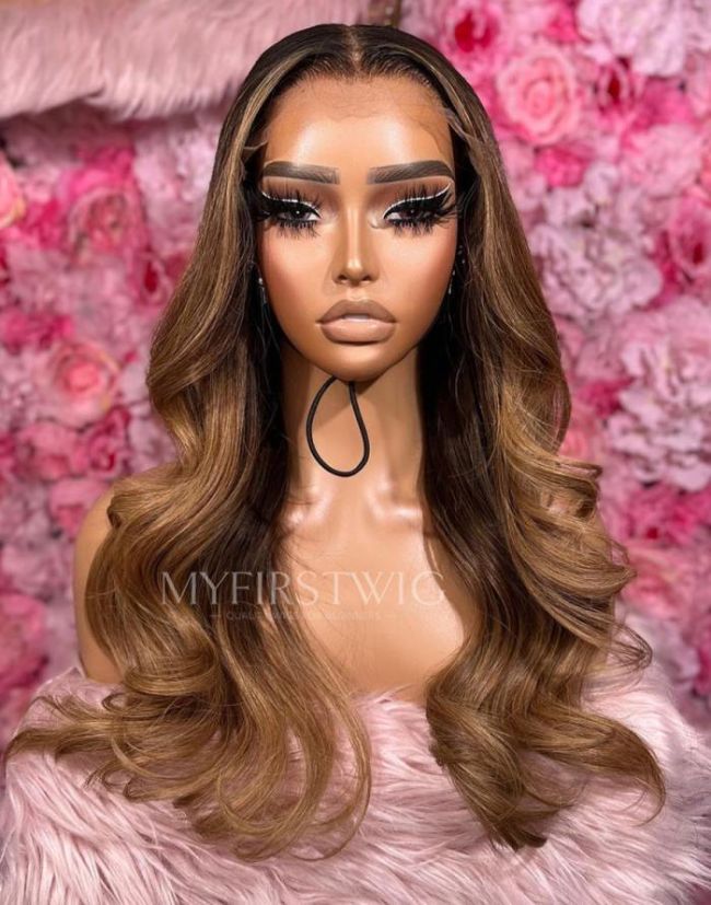 OpHair - Ombre Brown Wavy Glueless Invisible Lace Front Wig - OPH030