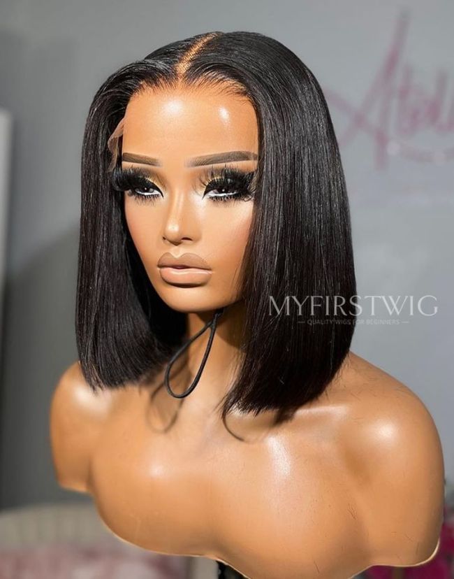 OpHair - Blunt Cut Bob Invisible Lace Glueless Human Hair Lace Front Wig- OPH017