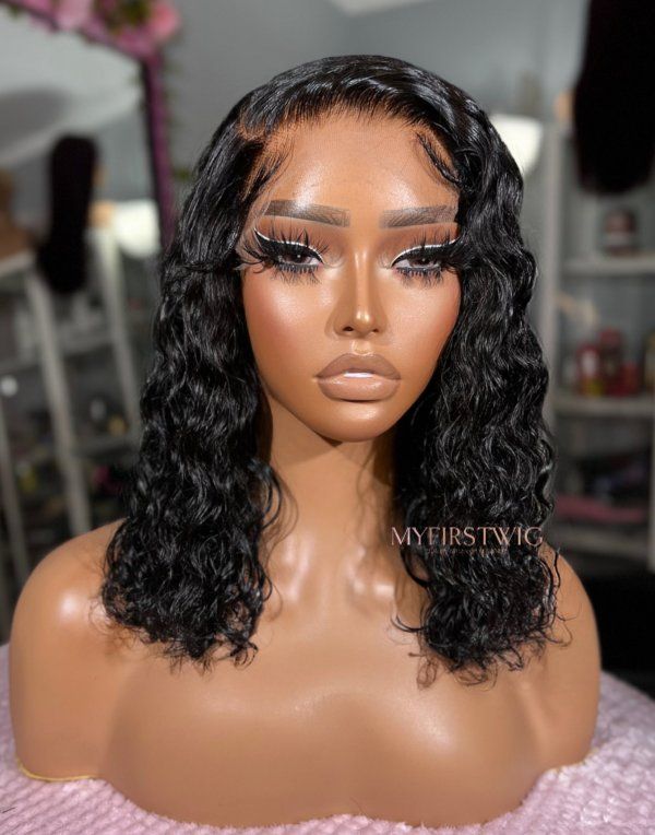 OpHair - Wet Look Curly Glueless Human Hair Invisible Lace Wig - OPH086