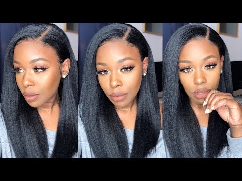 Dominique - Kinky Straight Human Hair Lace Front Wig - LFK001