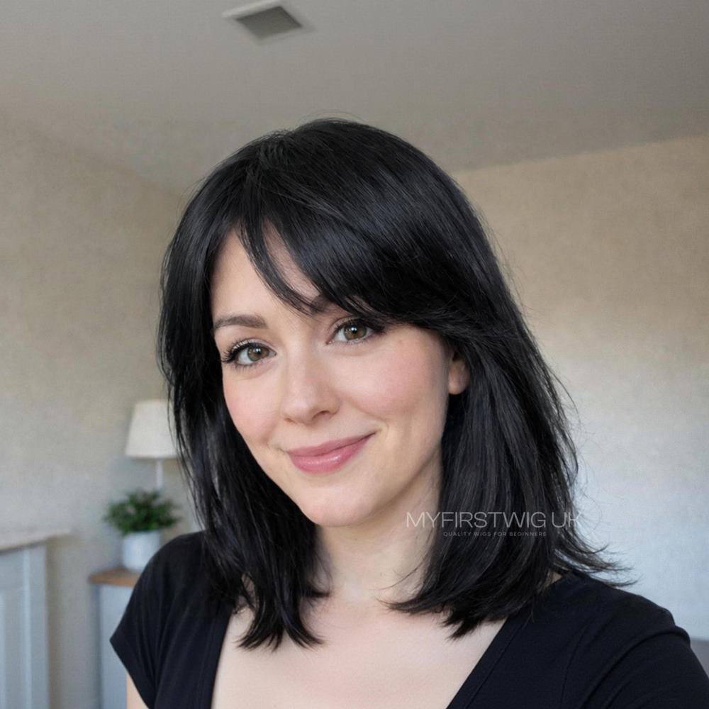 Megan Bob Glueless Human Hair Topper with Fringe for Thinning Hair UK ...