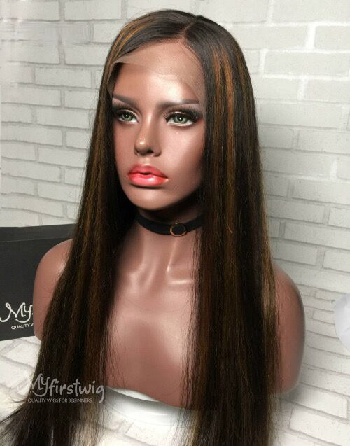 DOMINIQUE - 5X5 CLOSURE WIG MALAYSIAN VIRGIN HAIR HIGHLIGHT GLUELESS LACE FRONT WIG - LFW039