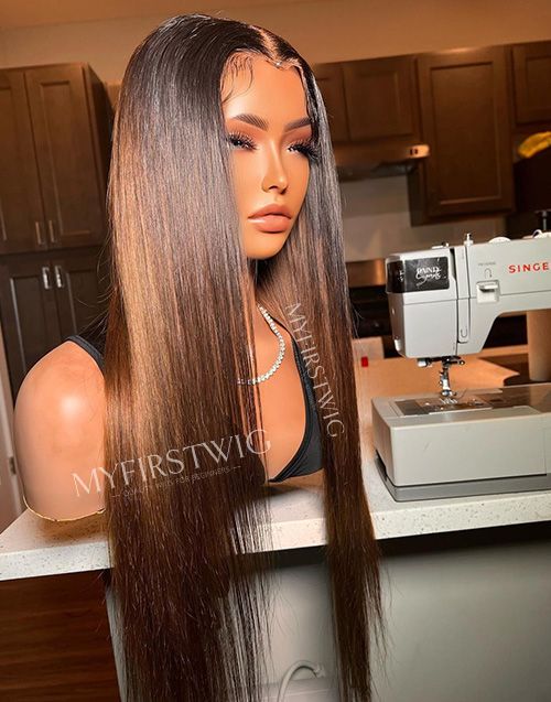 Dainty Secrets-Malaysian Hair Straight Ombre Lace Front Wig - DTS005