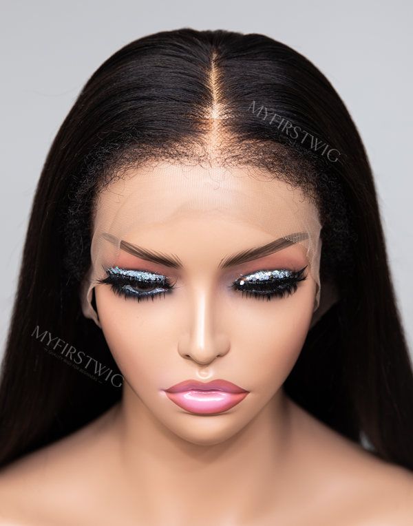 4C Natural Edges - Yaki Texture With Middle Part Glueless Invisible Lace Front Wigs - 4CEY001