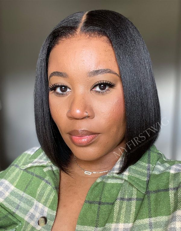 4C Natural Edges - Yaki Texture Bob Glueless Invisible Lace Front Wigs - 4CEY004