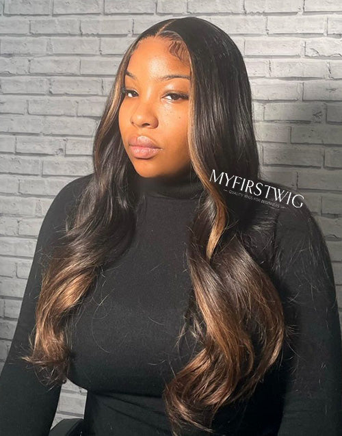 ALLTHINGSLAID - MALAYSIAN HUMAN HAIR HIGHLIGHT OMBRE WAVY LACE FRONT WIG - ALD001