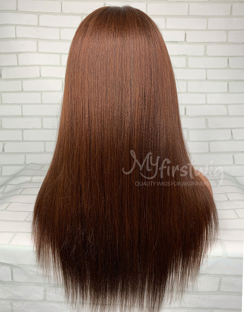 ADEMA - MALAYSIAN HUMAN HAIR CHOCOLATE BROWN YAKI STRAIGHT GLUELESS LACE FRONT WIG - LFS002