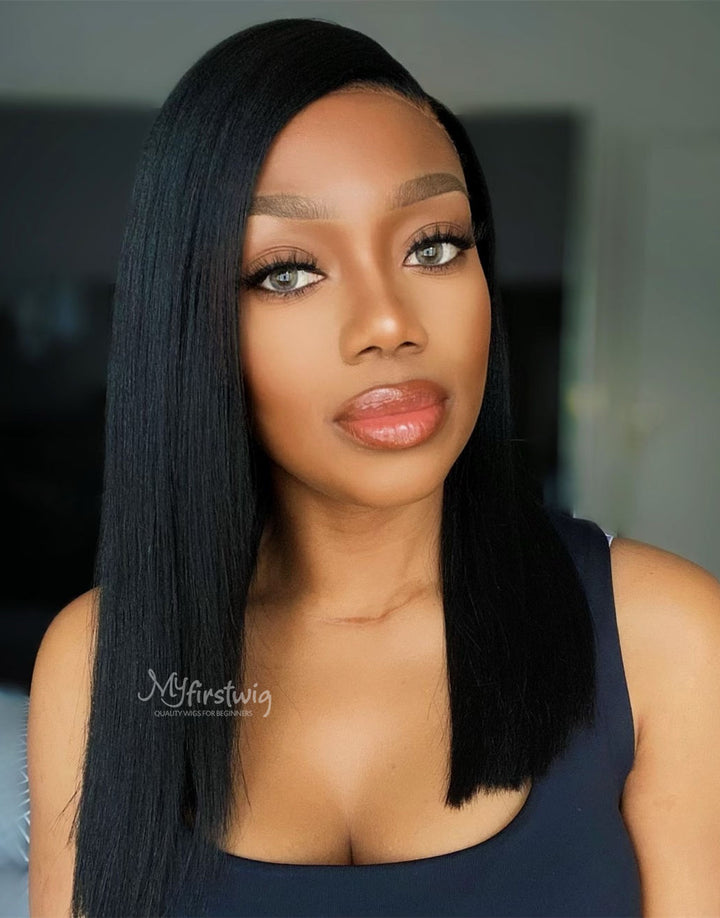 Coverupbyselorm - Glueless Malaysian Human Hair Middle Part Straight Invisible Lace Front Wig - CBS021