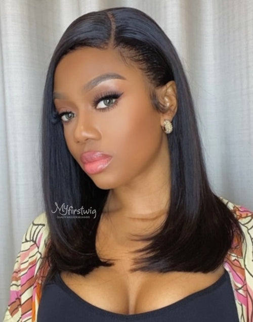 Coverupbyselorm - Human Hair Side Part Bob Lace Front Wig - CBS008