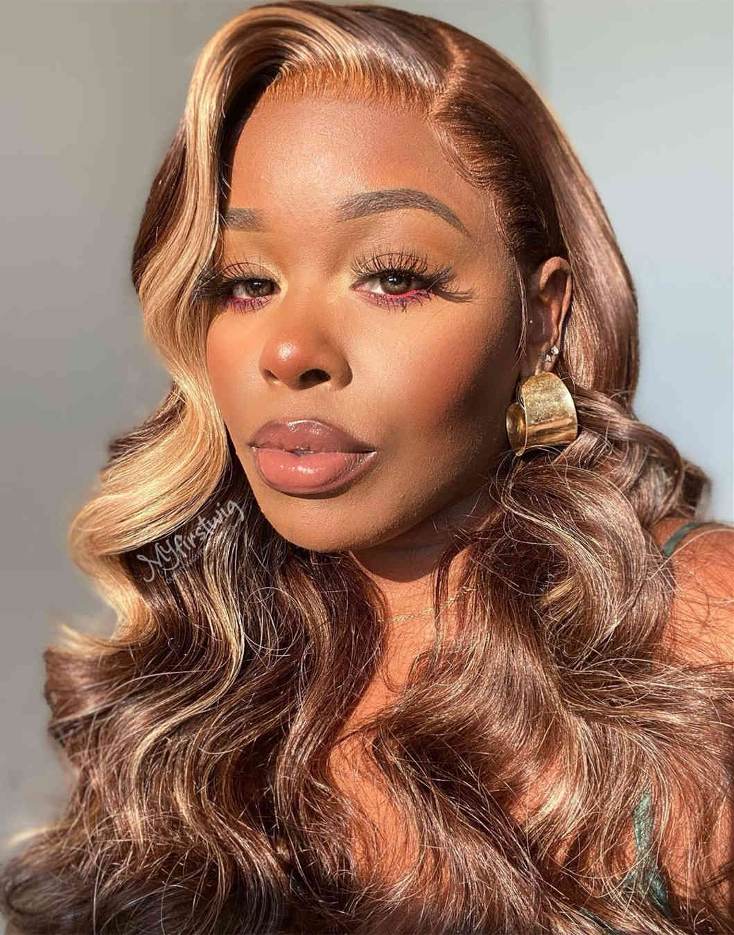 DOMINIQUE - MALAYSIAN VIRGIN HAIR BLONDE HIGHLIGHT WAVY LACE WIG - DOM001