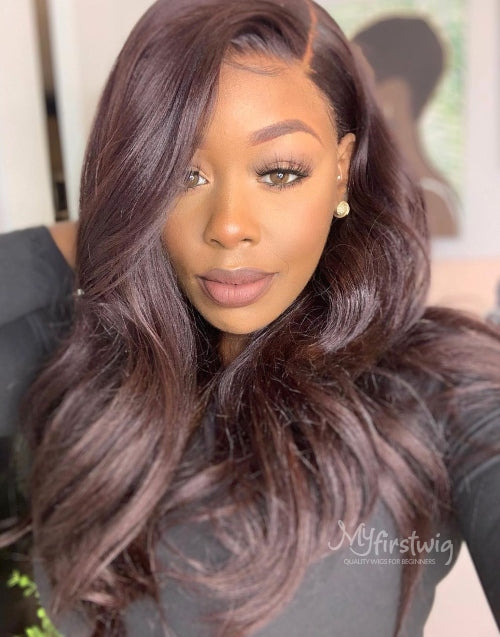 Dominique - Straight Deep Burgundy Sexy Valentine'S Day Lace Front Wig - LFS007