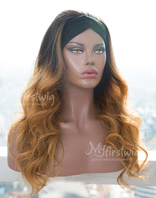 TAYLOR - HUMAN HAIR BLONDE WAVY HEADBAND WIG - HBW015